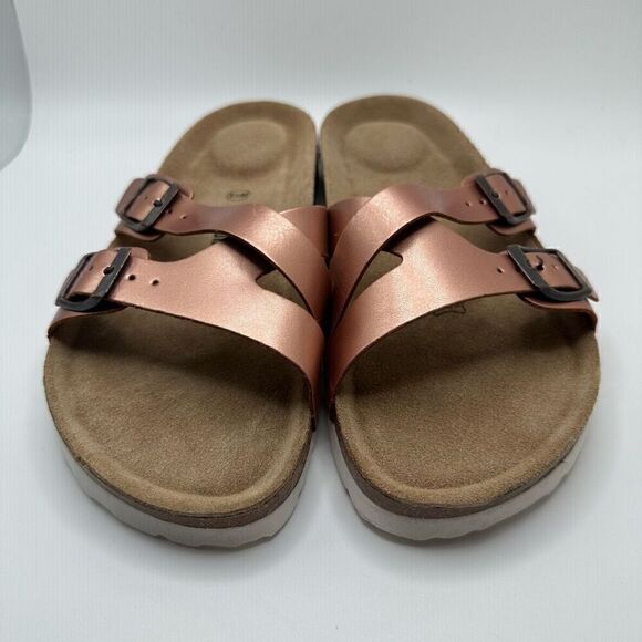 CUSHIONAIRE Women's Cork Footbed Sandal With +Comfort 8.5 ROSE GOLD - Picture 2 of 7